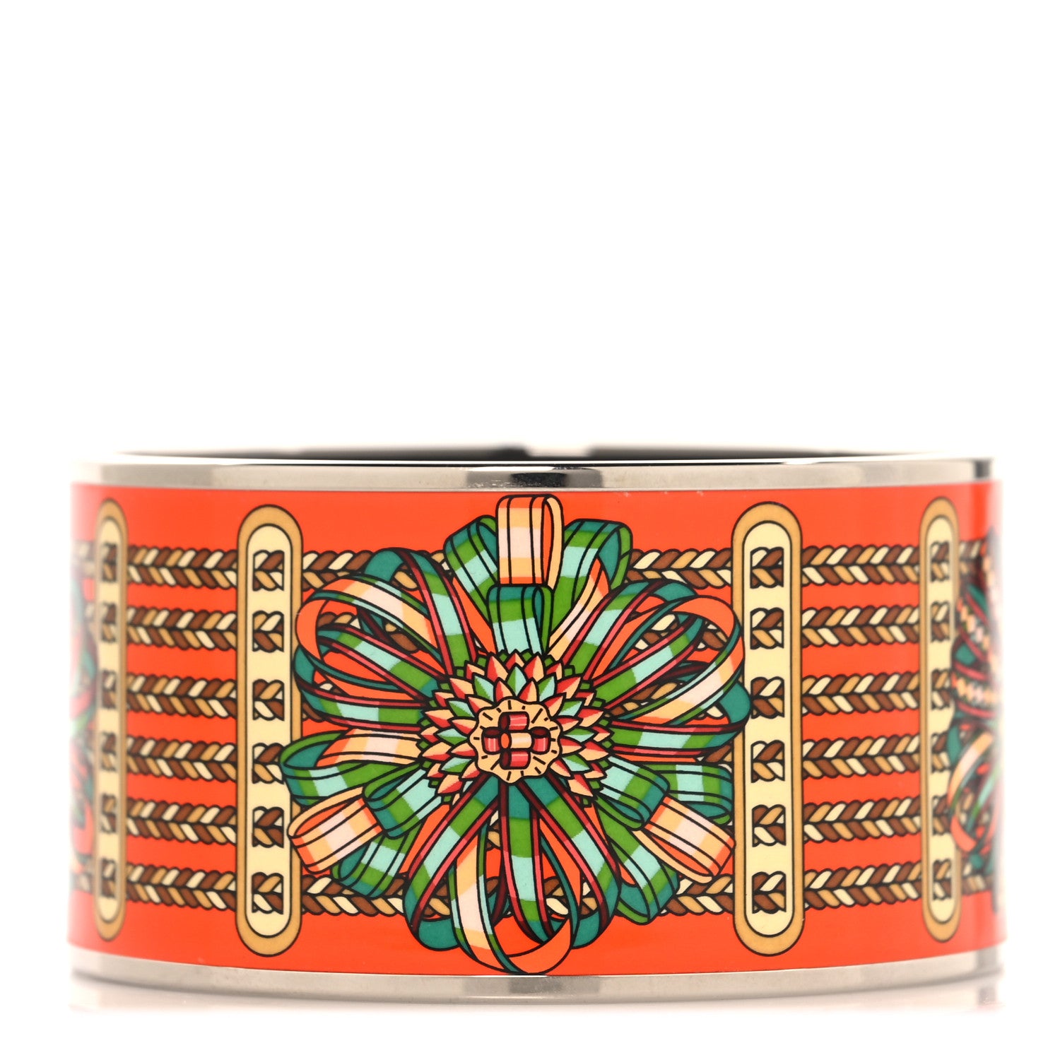 Hermes Enamel Printed Rubans de Cheval Extra Wide Bracelet 65 1 of 6