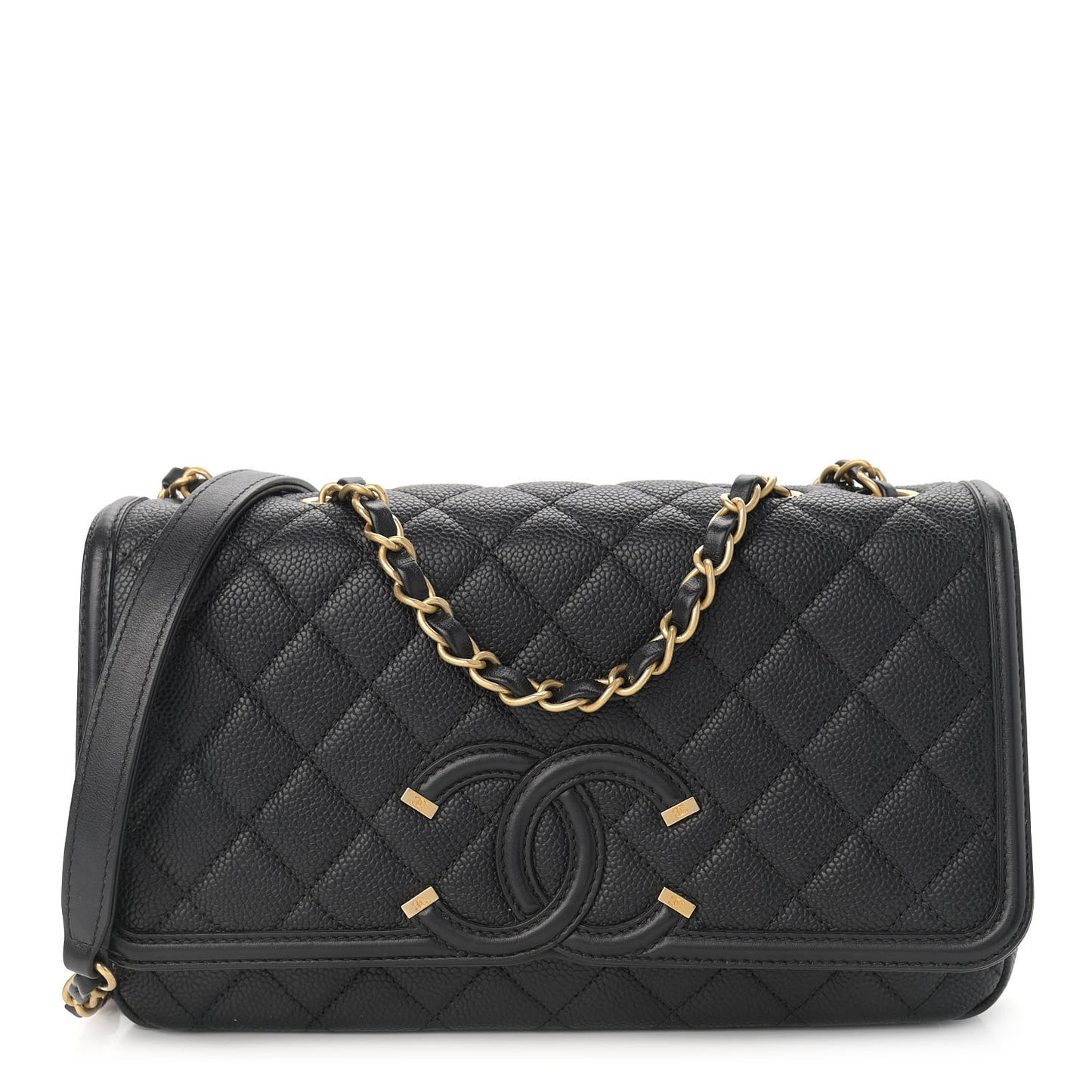 Caviar Quilted Medium CC Filigree Flap Black