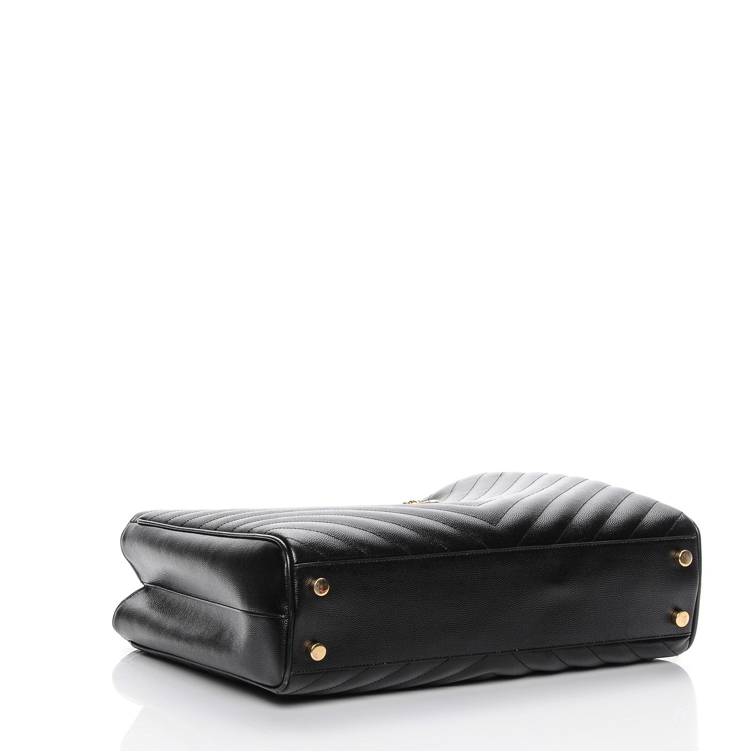 Saint Laurent Grain De Poudre Matelasse Chevron Monogram Shopping Bag Black 4 of 8