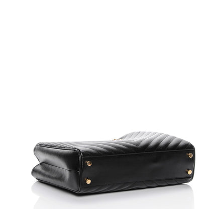 Saint Laurent Grain De Poudre Matelasse Chevron Monogram Shopping Bag Black 4 of 8
