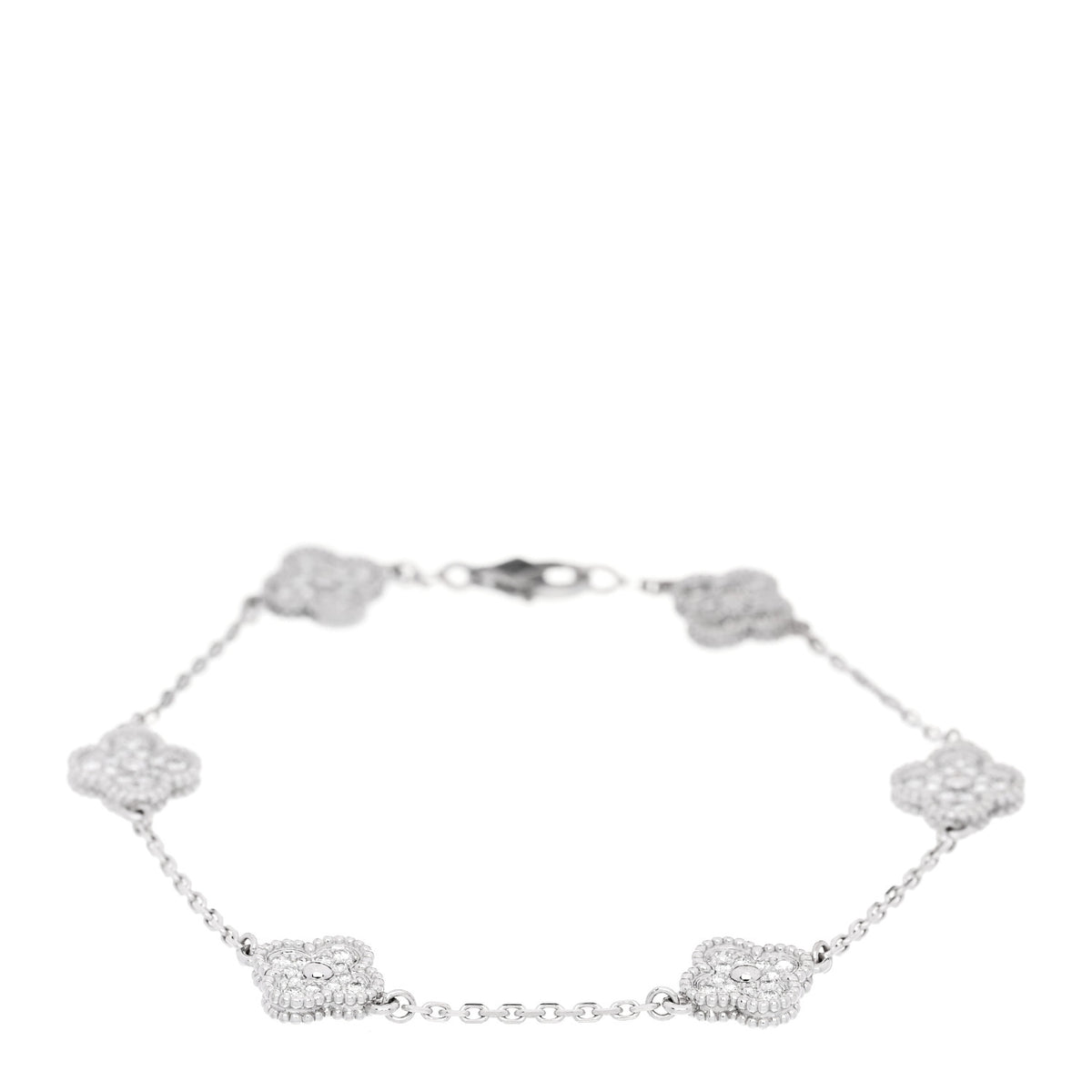 18K White Gold Diamond 6 Motifs Sweet Alhambra Bracelet