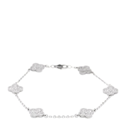 Van Cleef & Arpels 18K White Gold Diamond 6 Motifs Sweet Alhambra Bracelet 1 of 5