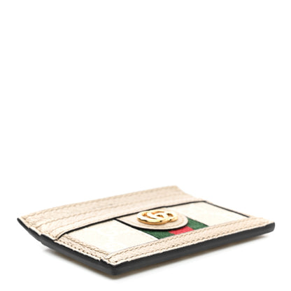 Gucci GG Supreme Monogram Textured Dollar Calfskin Web Ophidia Card Holder Beige Mystic White Oatmeal 4 of 7