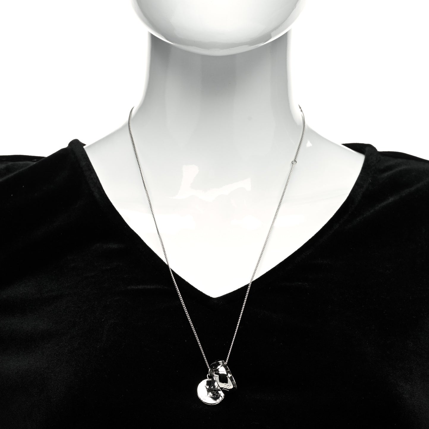 Zamac Palladium Monogram Charms Necklace Silver