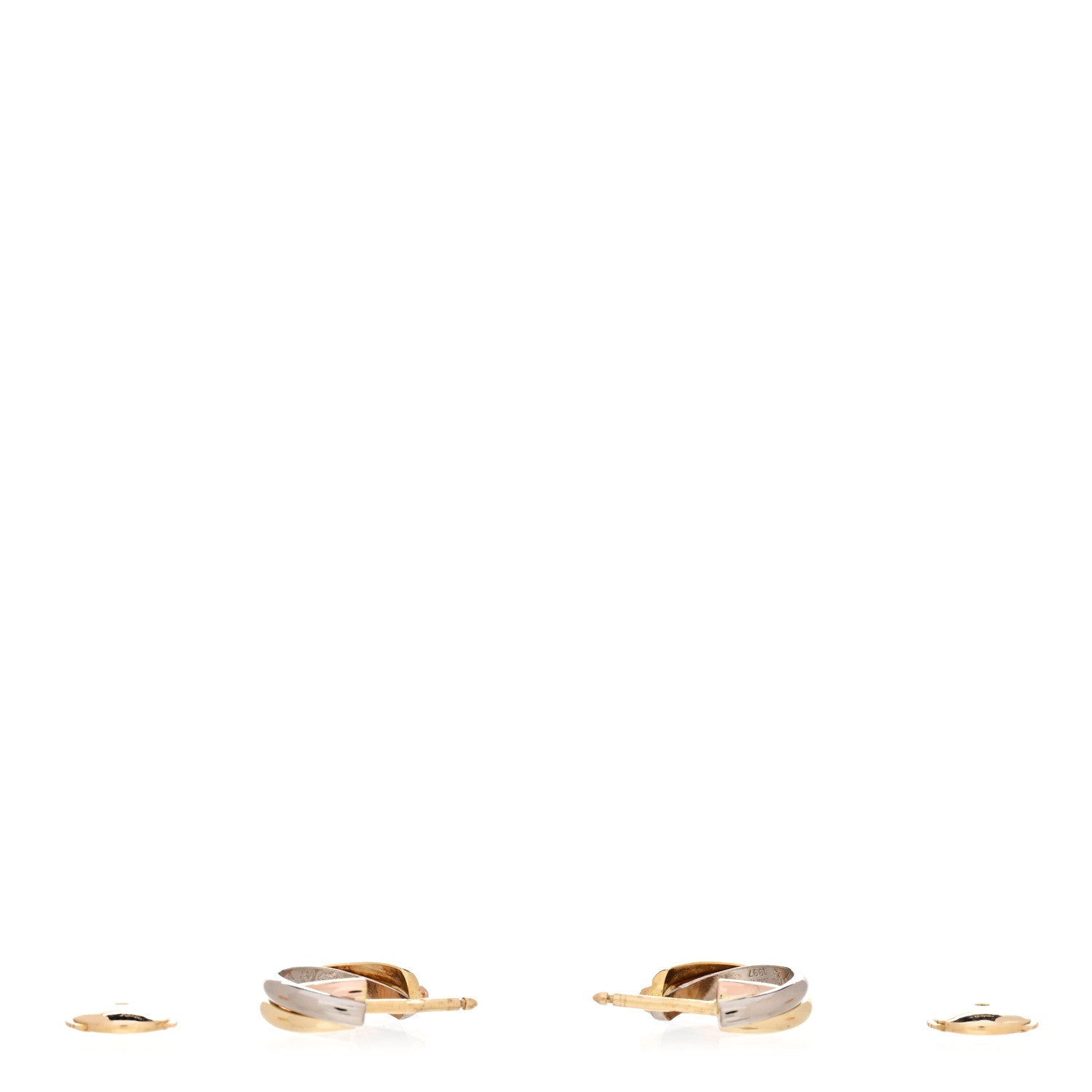 Cartier 18K Pink Yellow White Gold Small Trinity Hoop Earrings 3 of 5