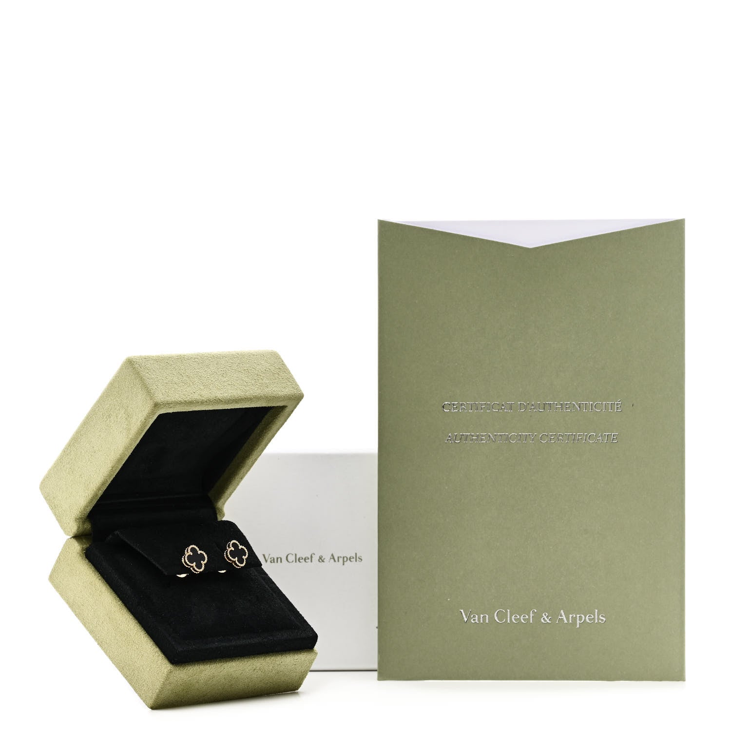 Van Cleef & Arpels 18K Yellow Gold Black Onyx Sweet Alhambra Earrings 5 of 5