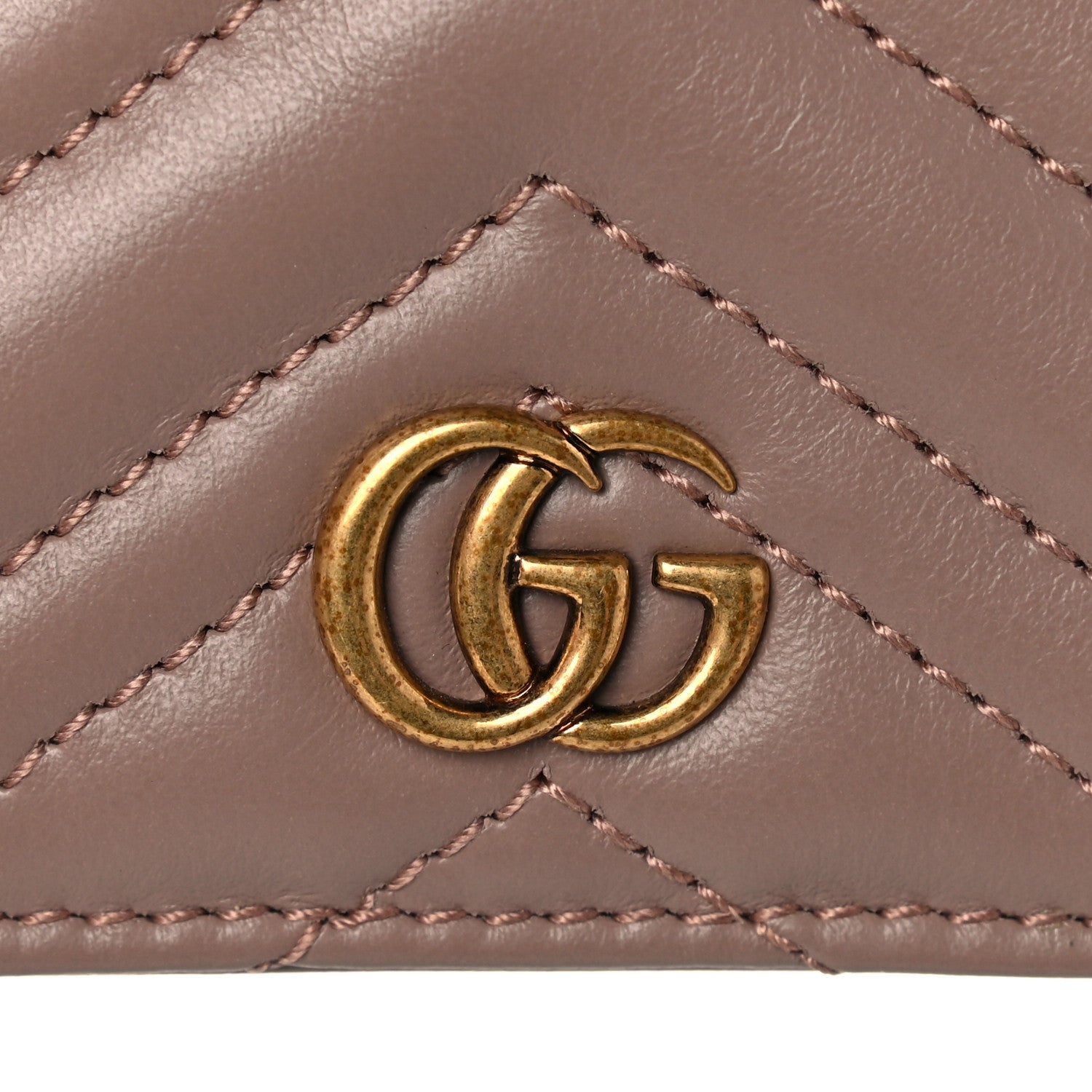 Gucci Calfskin Matelasse GG Marmont Card Case Wallet Porcelain Rose 11 of 12