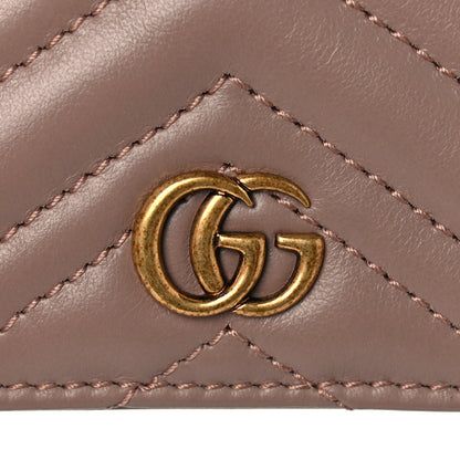 Gucci Calfskin Matelasse GG Marmont Card Case Wallet Porcelain Rose 11 of 12