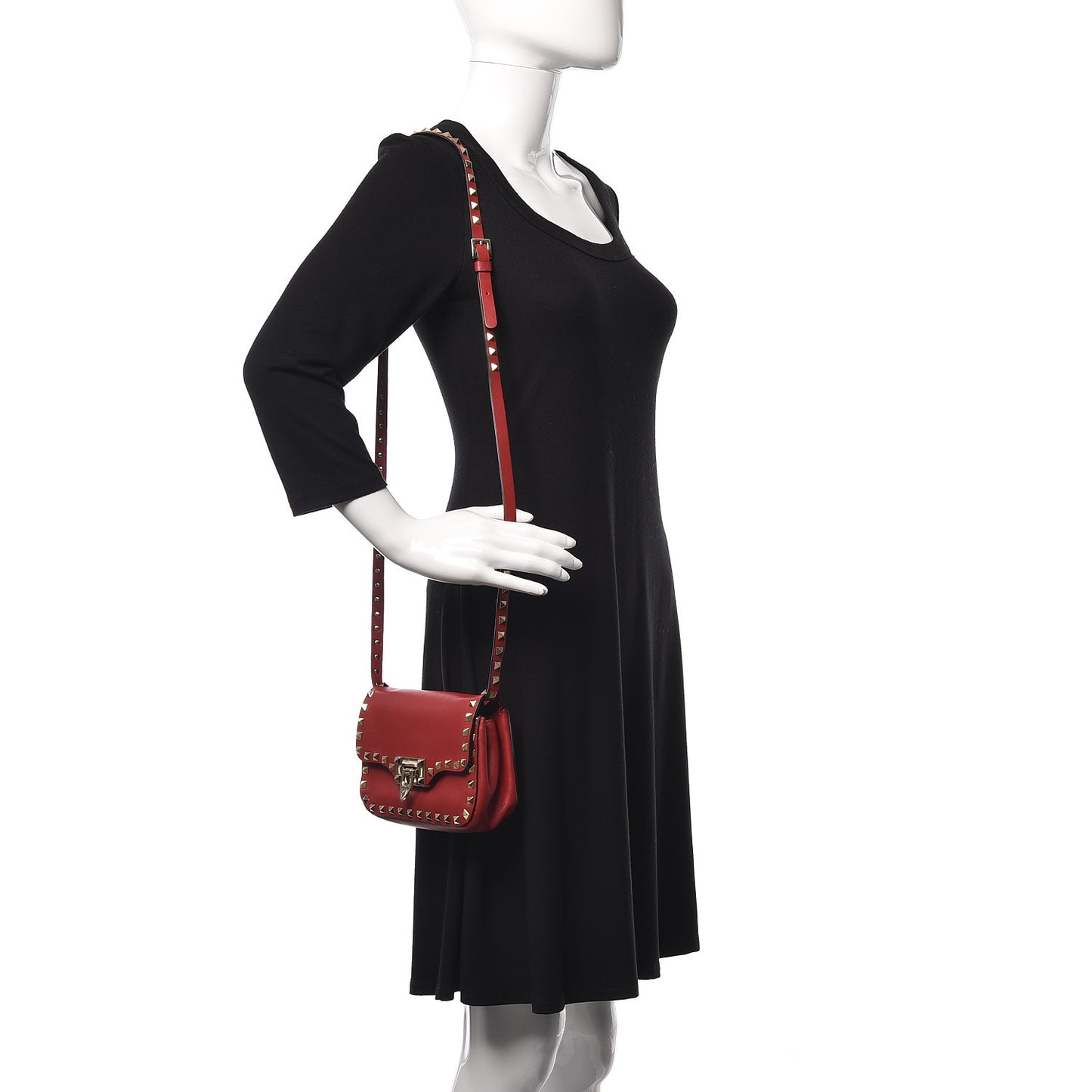 Vitello Mini Rockstud Flap Saddle Crossbody Bag Rosso Valentino