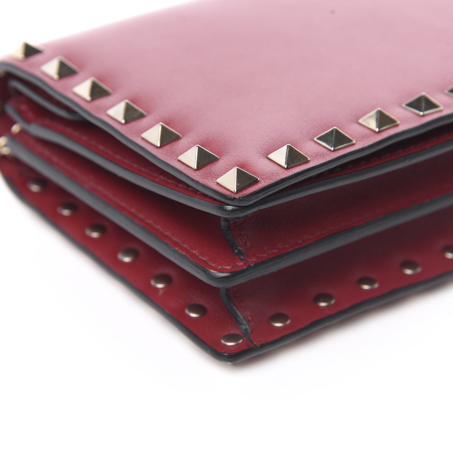 Valentino Garavani Calfskin Rockstud Wallet on Chain Red 7 of 10