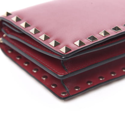 Valentino Garavani Calfskin Rockstud Wallet on Chain Red 7 of 10