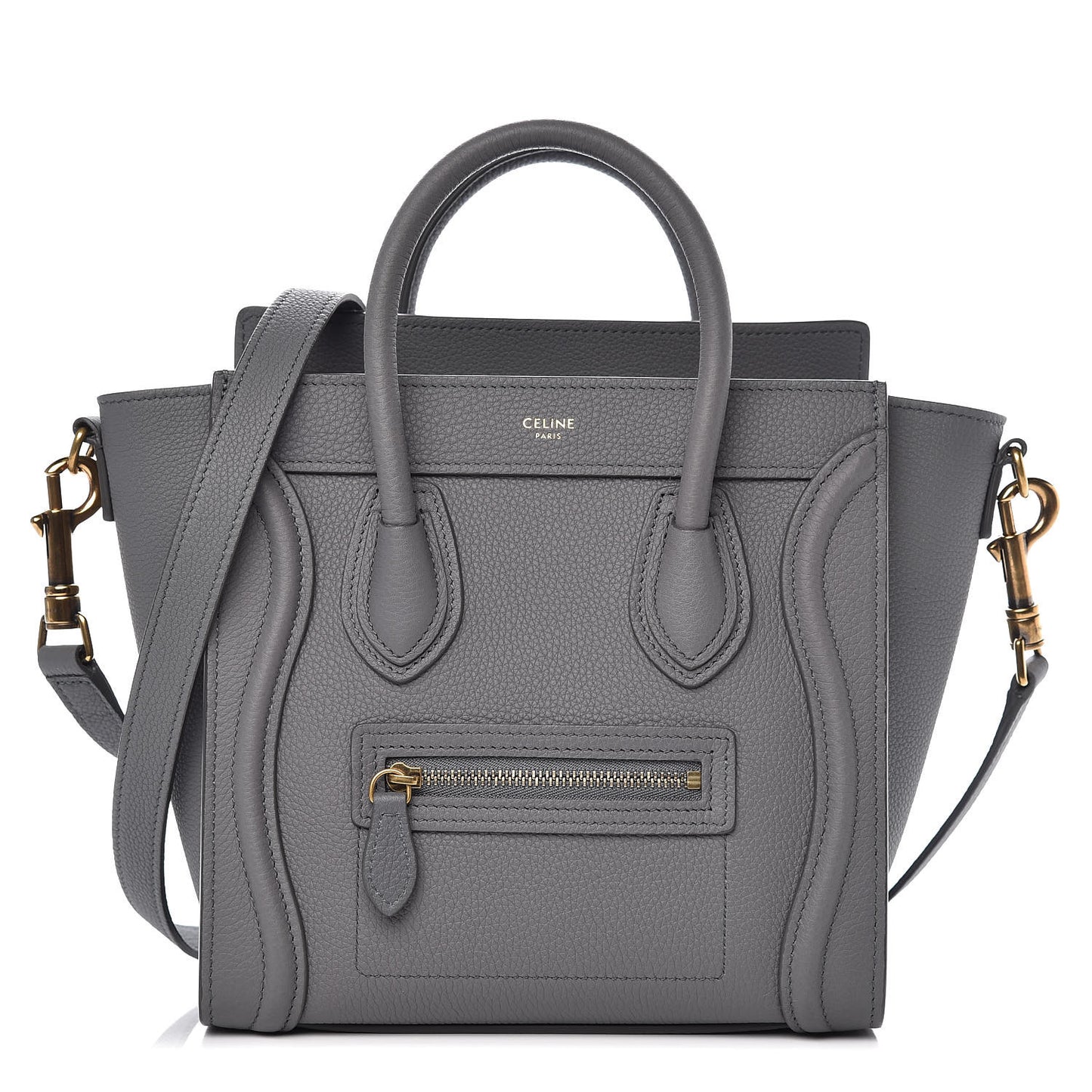 Drummed Calfskin Nano Luggage Kohl