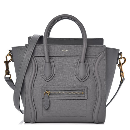 Celine Drummed Calfskin Nano Luggage Kohl 1 of 10