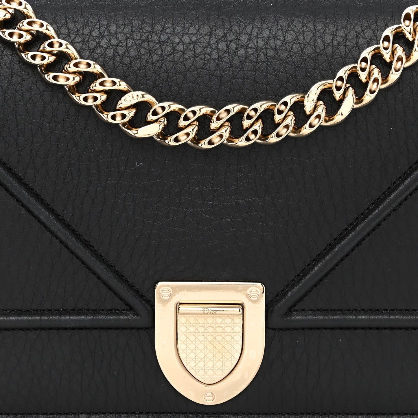 Grained Calfskin Medium Diorama Flap Bag Black