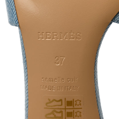 Hermes Denim Oasis Sandals 37 Bleu Clair 8 of 9