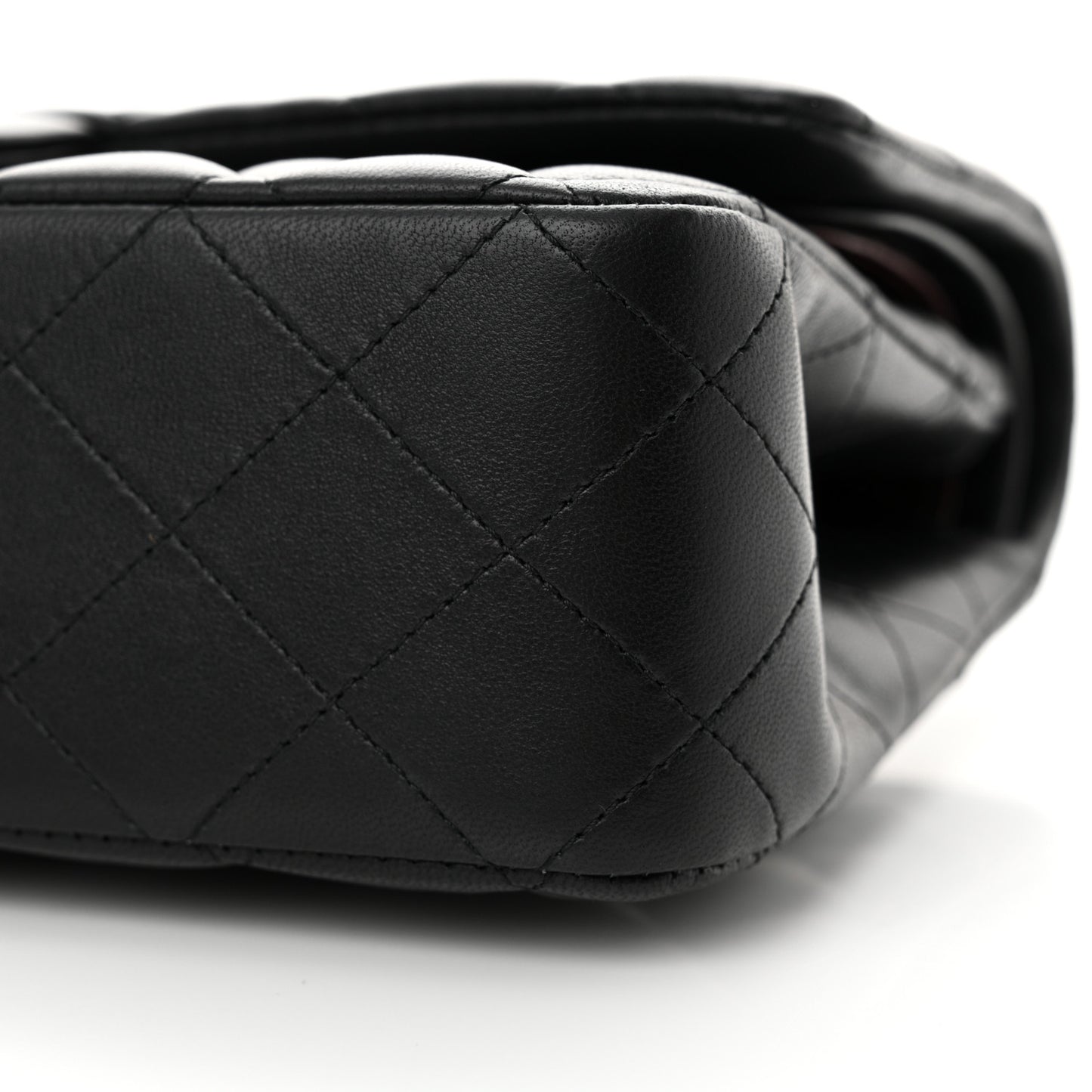 Lambskin Quilted Medium Double Flap Black