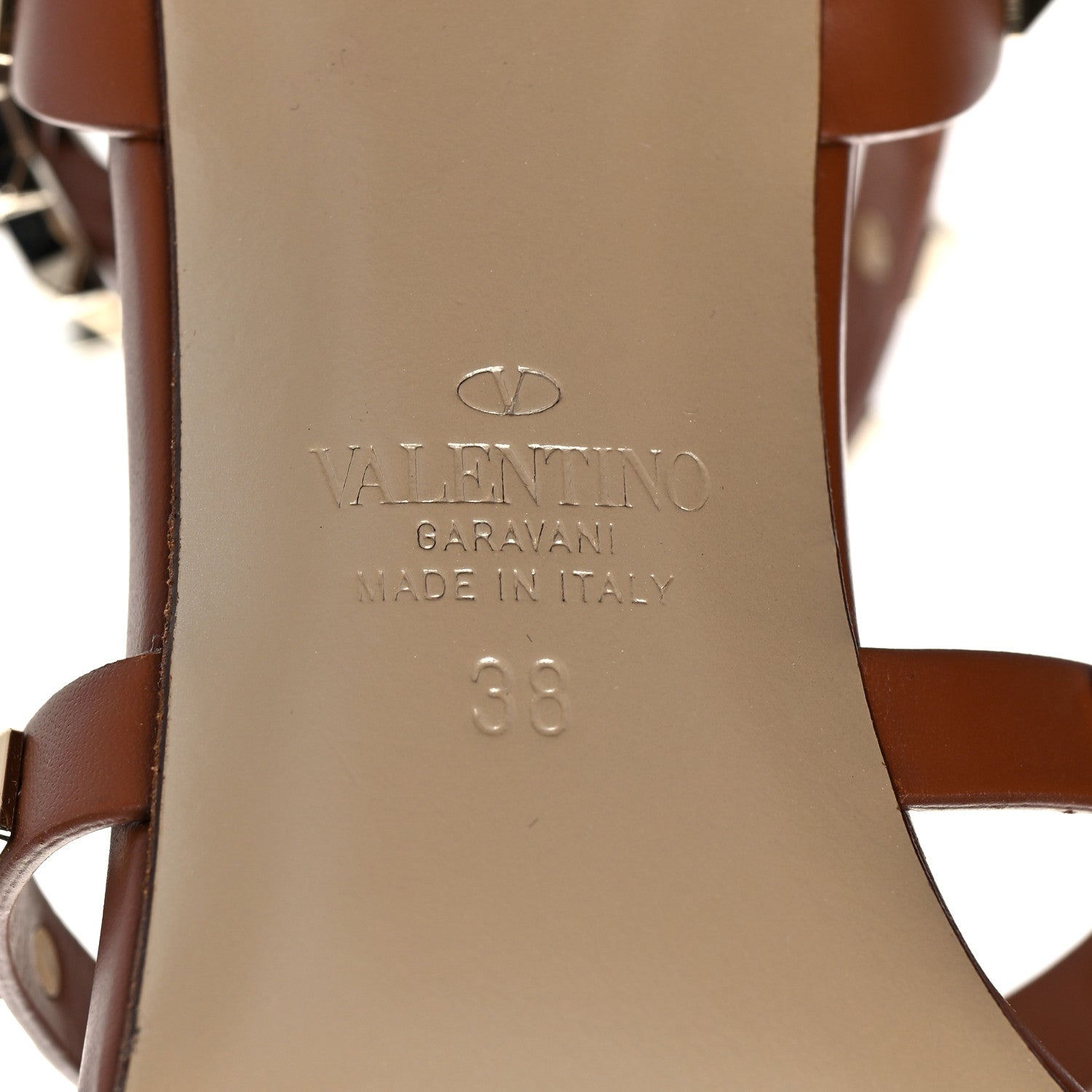 Valentino Garavani Calfskin Rockstud 60mm City Sandals 38 Saddle Brown 6 of 8