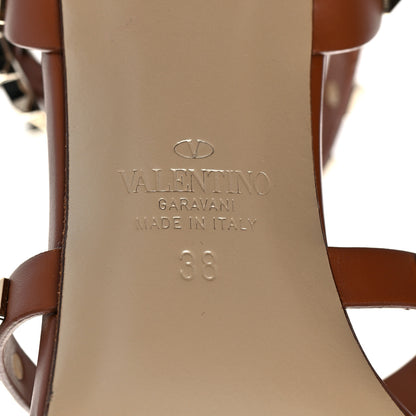Valentino Garavani Calfskin Rockstud 60mm City Sandals 38 Saddle Brown 6 of 8