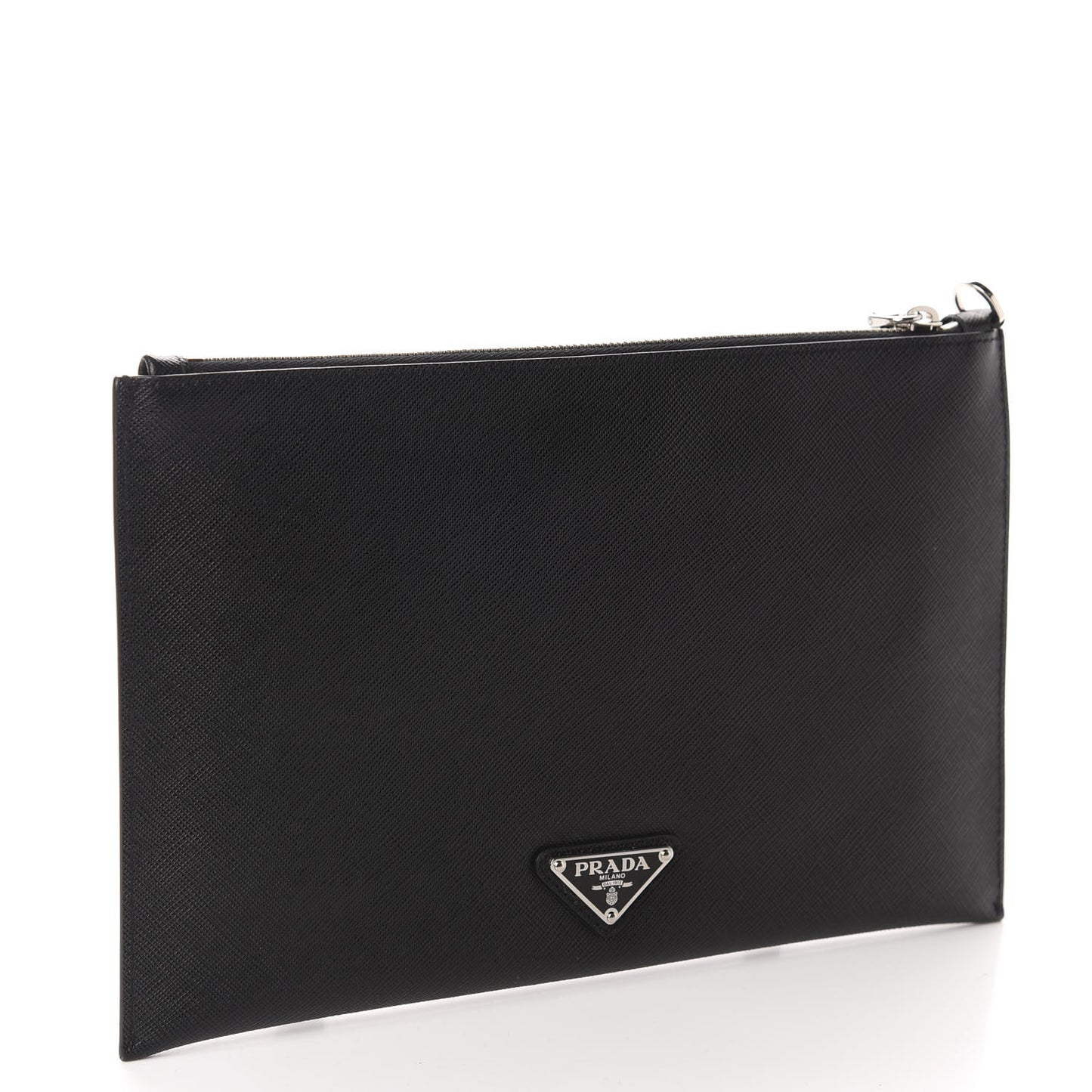 Saffiano Patch Logo Clutch Black Arancio