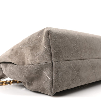 Chanel Suede Quilted Large Hobo Dark Grey 9 of 10