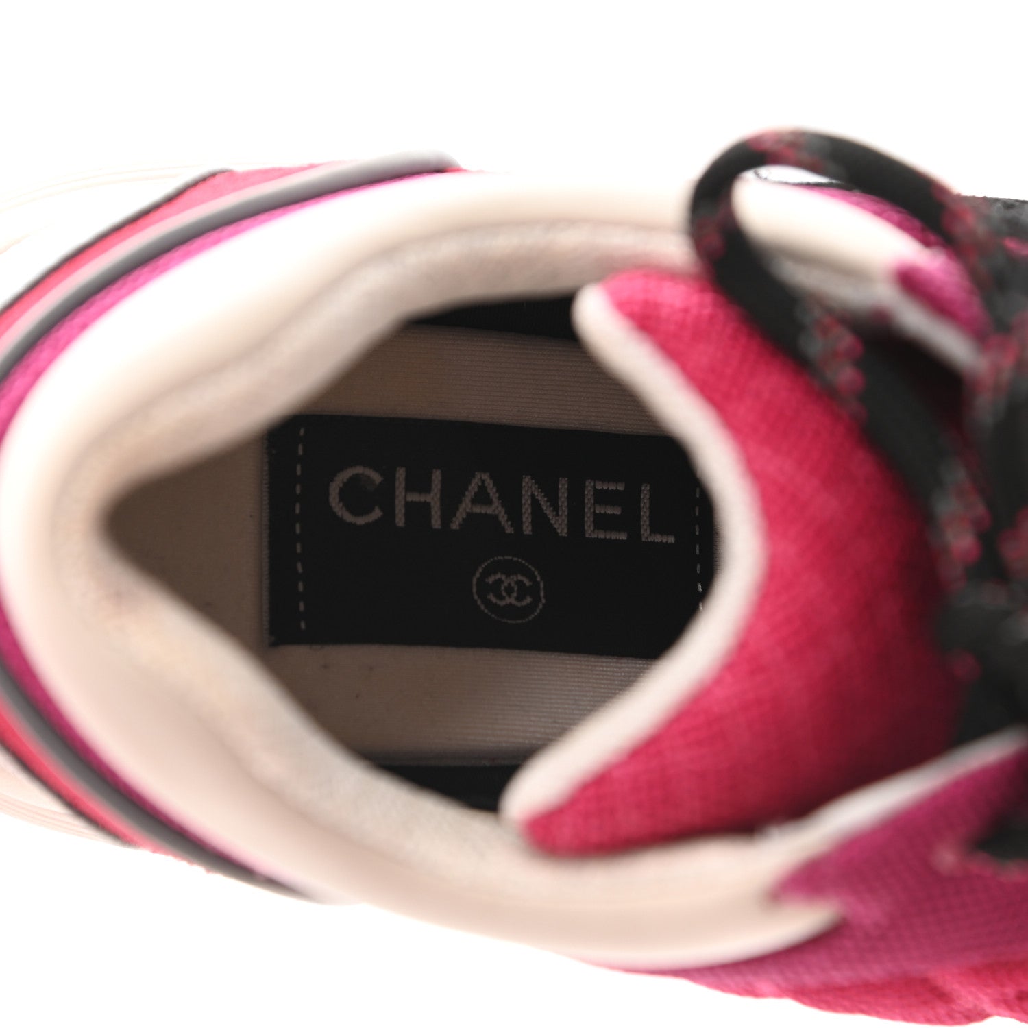 Chanel Mesh Suede Calfskin Grained Calfskin Womens CC Sneakers 38 Dark Pink Silver 12 of 14