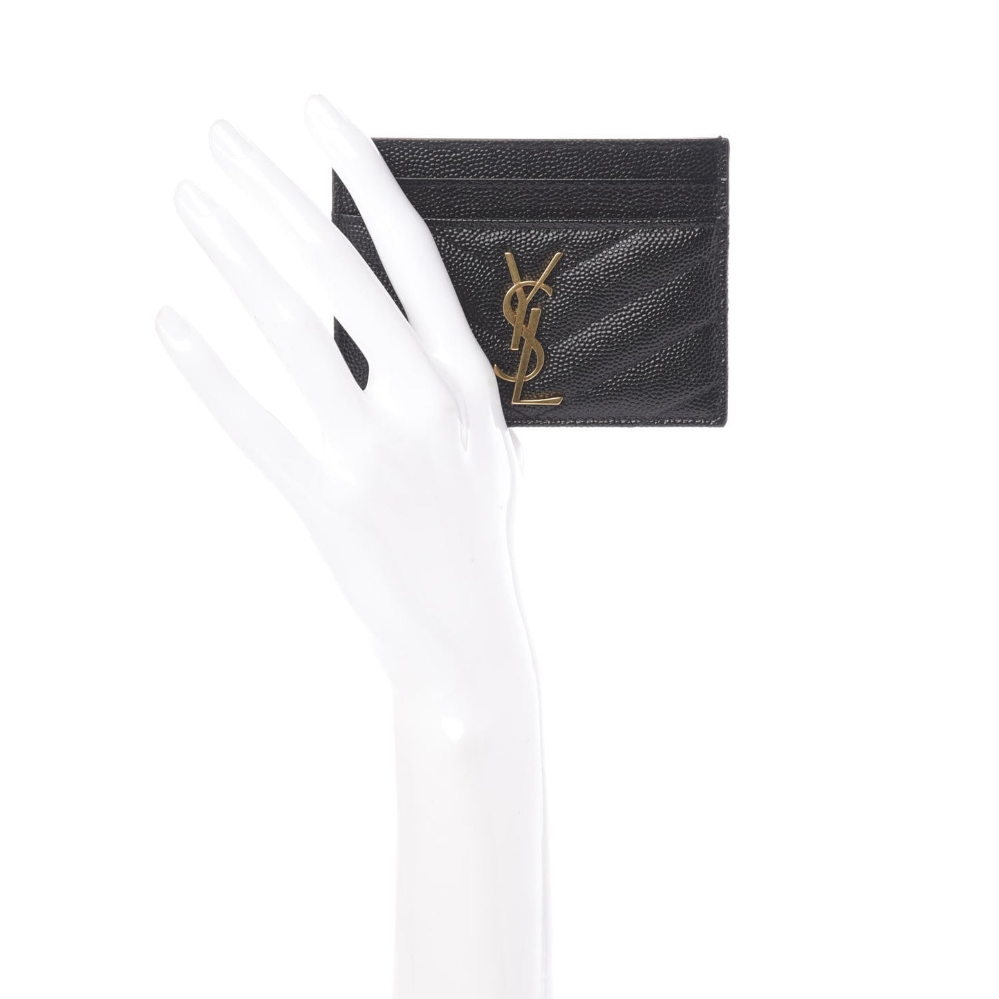 Grain De Poudre Matelasse Chevron Monogram Credit Card Case Black