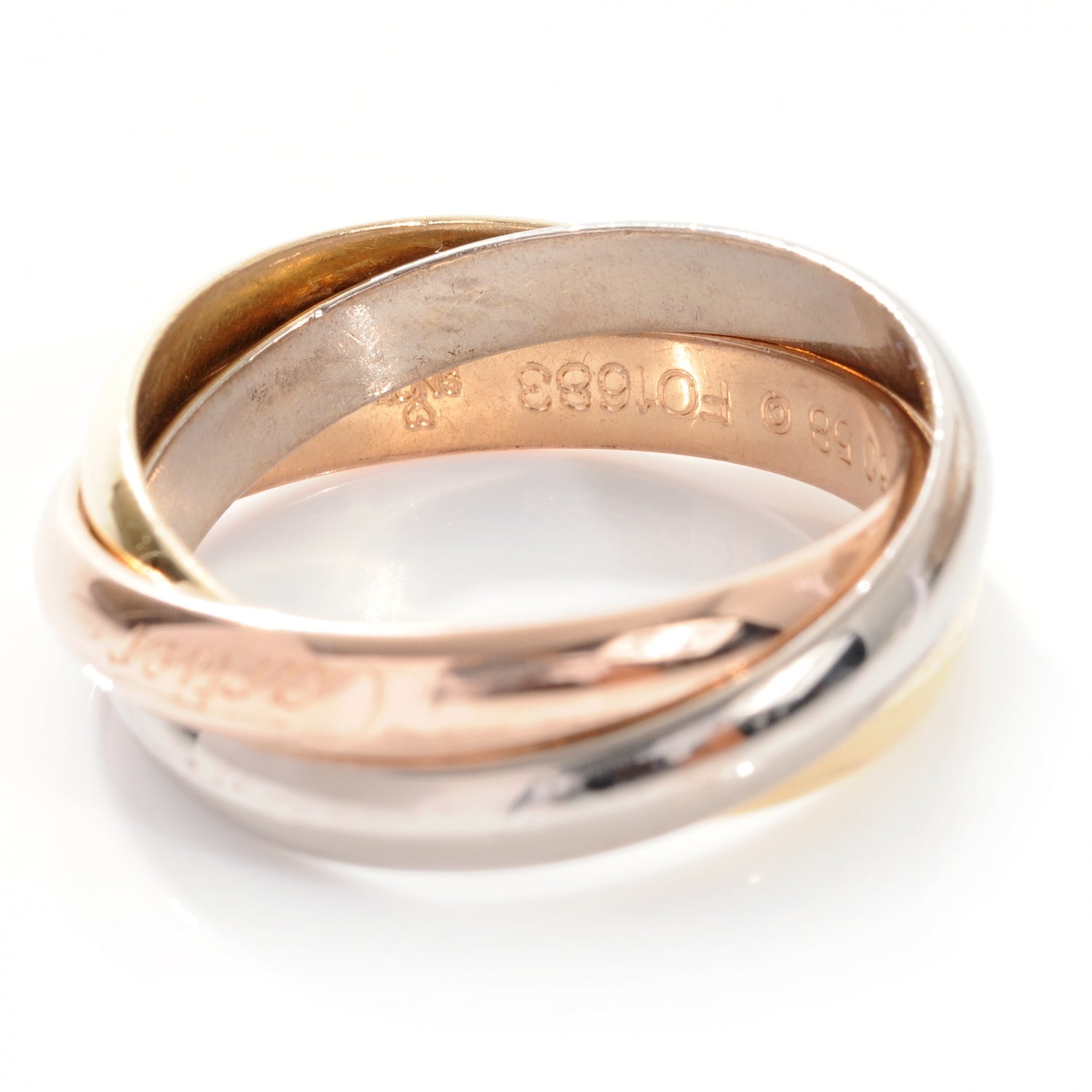 Cartier 18k Pink Yellow White Gold Trinity Ring 54 7 4 of 6