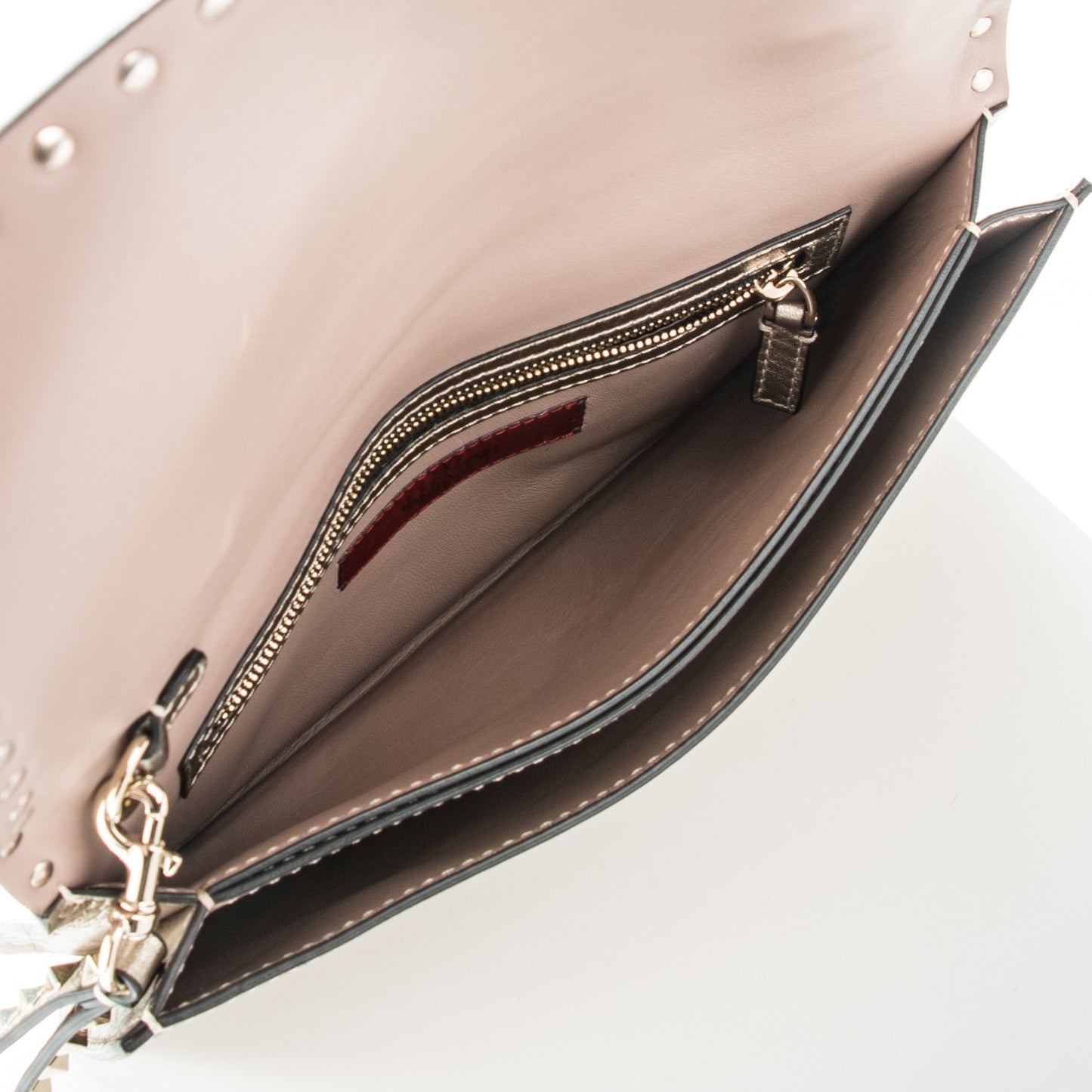 Metallic Nappa Rockstud Wristlet Clutch Gold