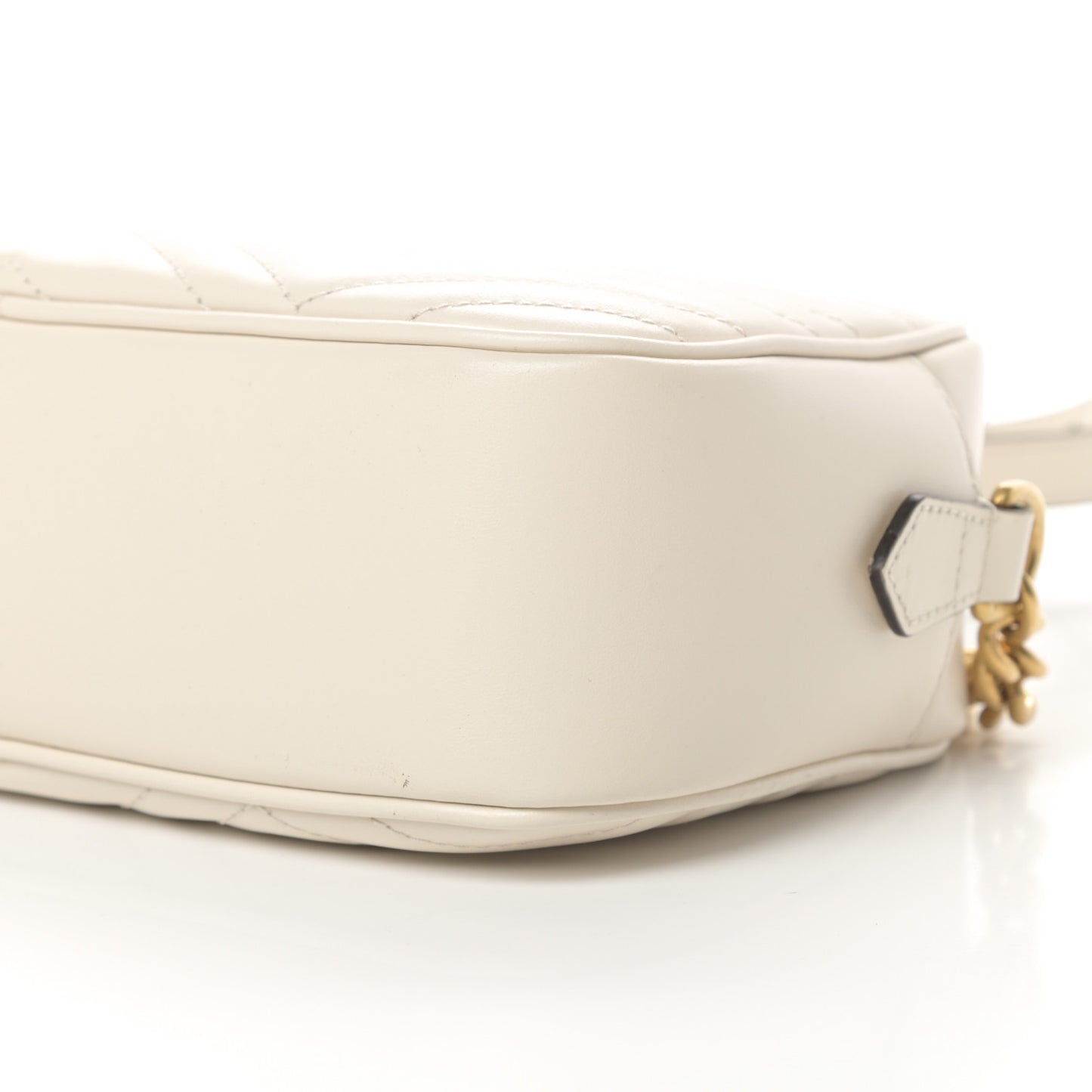Calfskin Matelasse Small GG Marmont Chain Shoulder Bag White