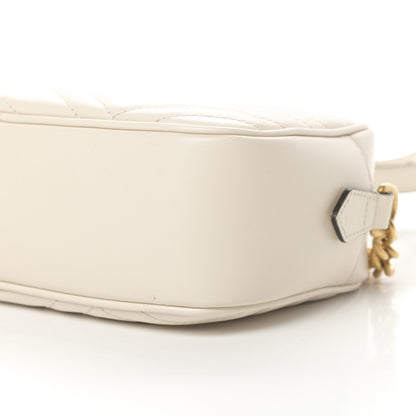 Gucci Calfskin Matelasse Small GG Marmont Chain Shoulder Bag White 10 of 12