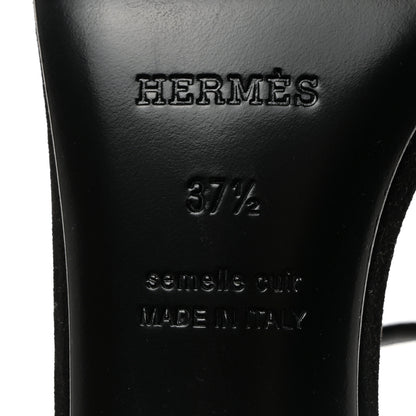 Hermes Suede Goatskin Heden 80 Sandals 37.5 Black 8 of 9