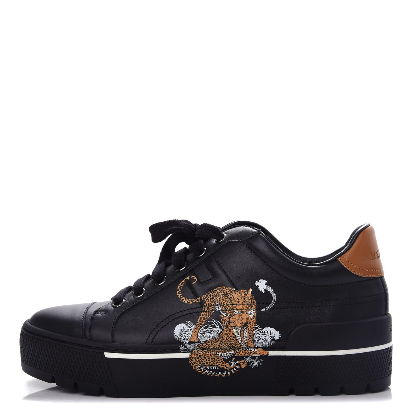 Calfskin Womens Jungle Love Voltage Sneakers 37.5 Black