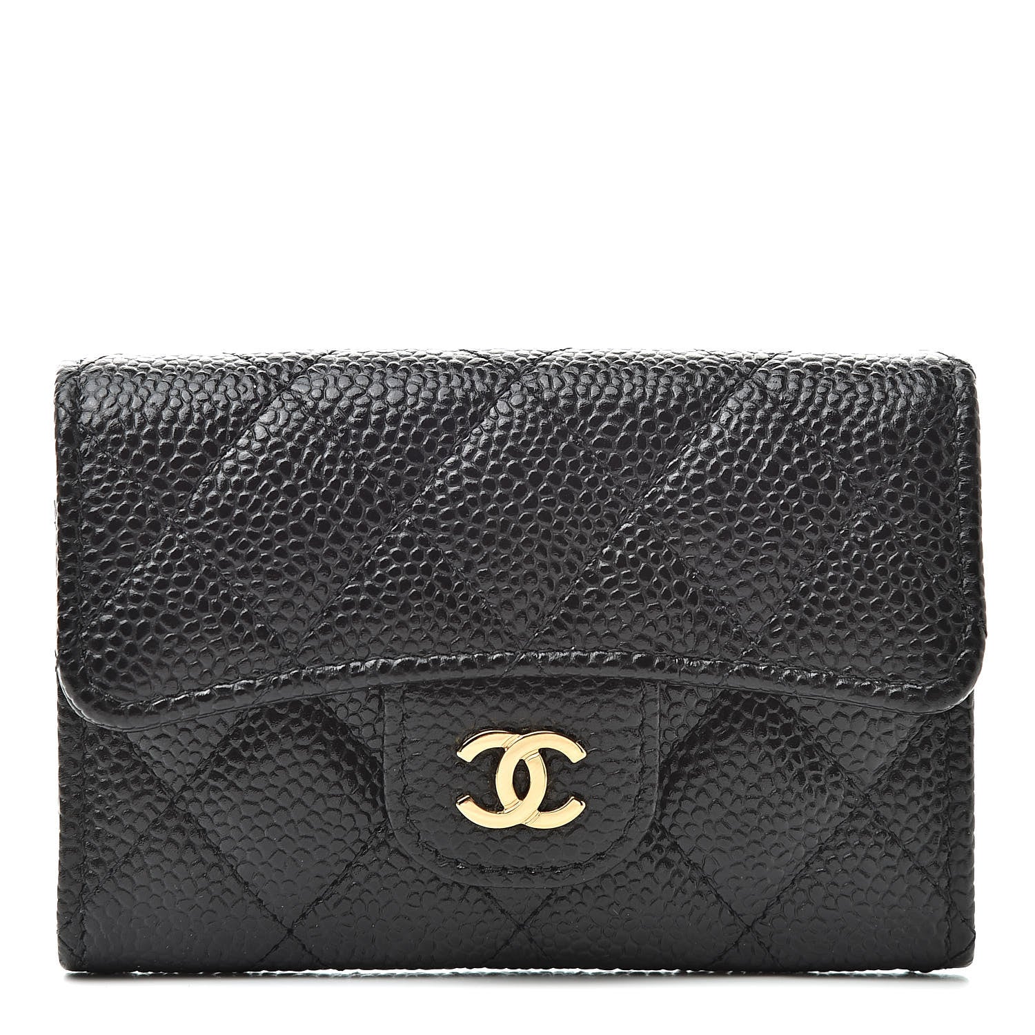 Chanel Caviar Quilted Flap Card Holder Wallet Black 1 of 8