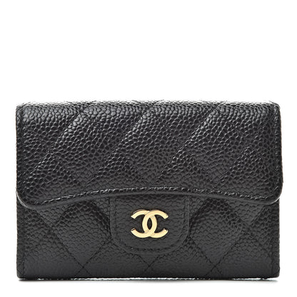 Chanel Caviar Quilted Flap Card Holder Wallet Black 1 of 8