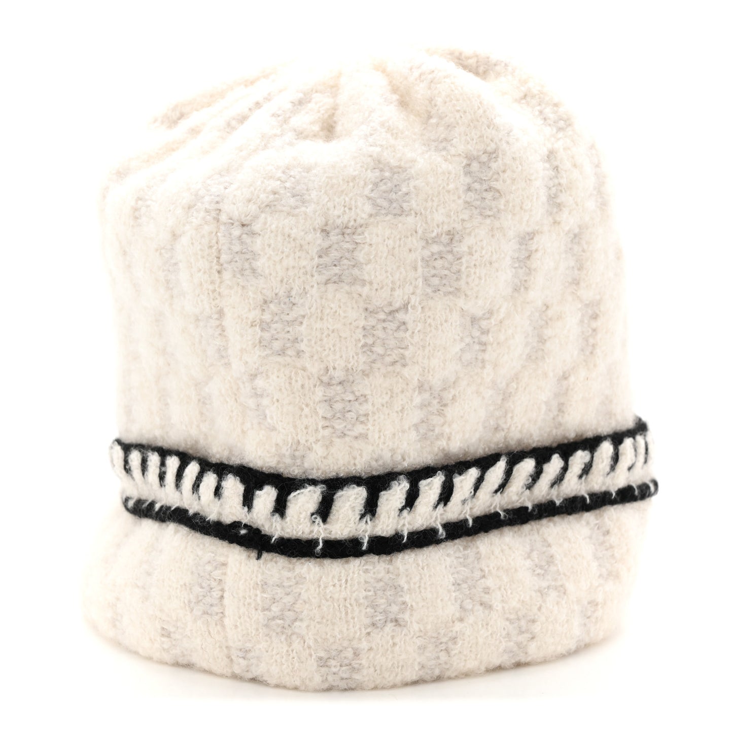 Cashmere Wool Silk CC Beanie Hat White Grey Black