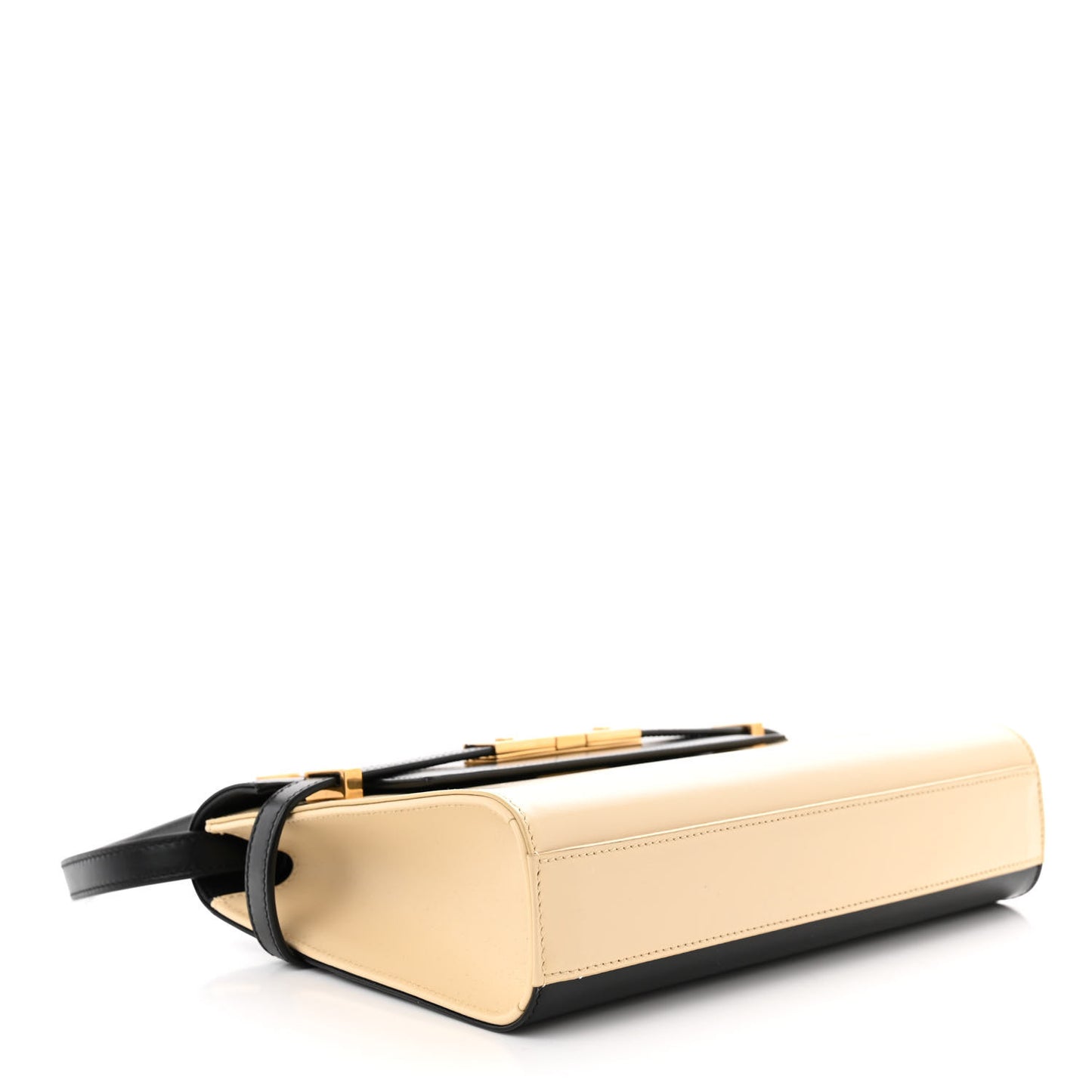 Smooth Calfskin Manhattan Shoulder Bag Black Beige