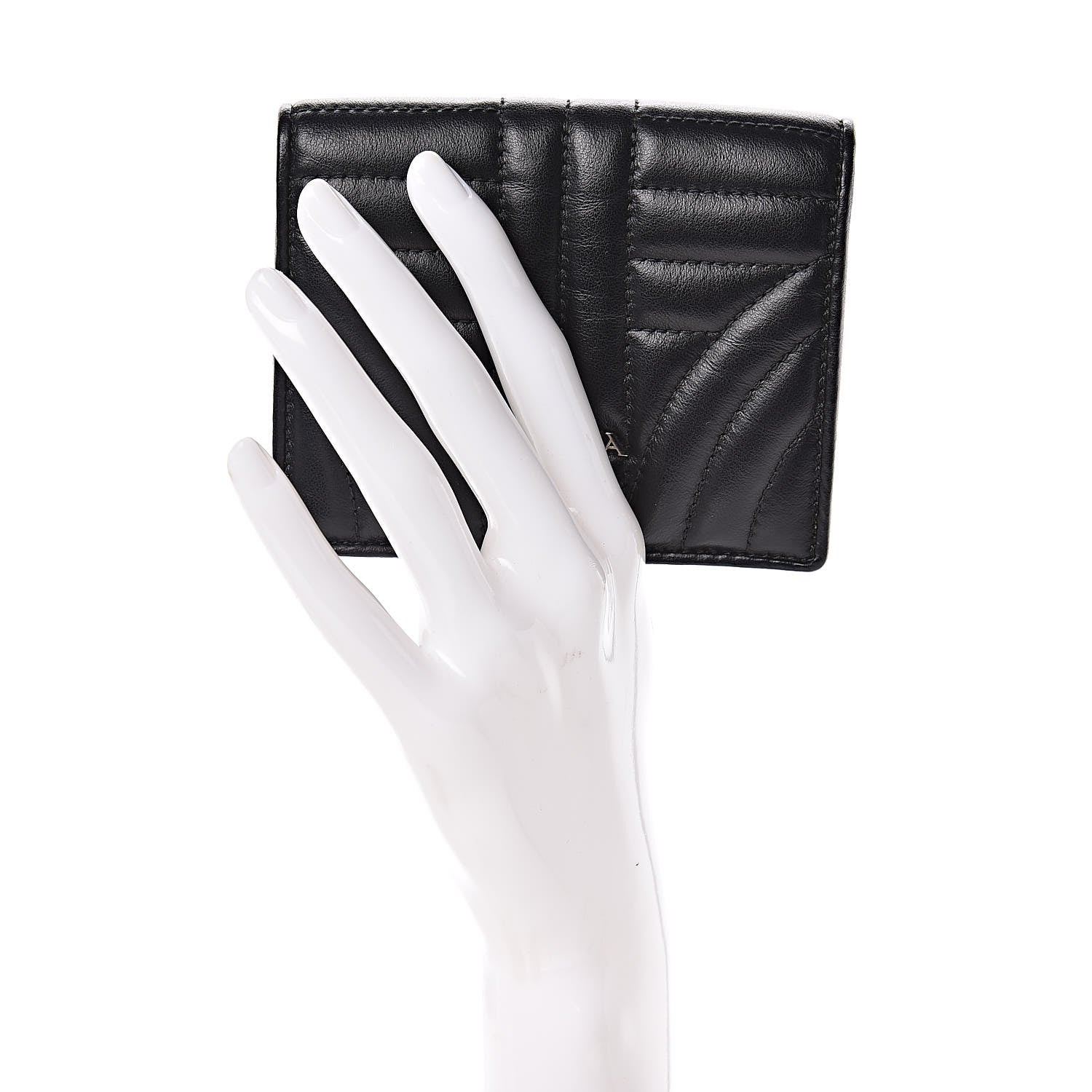 Prada Soft Calfskin Impunture Diagramme Wallet Black 2 of 7