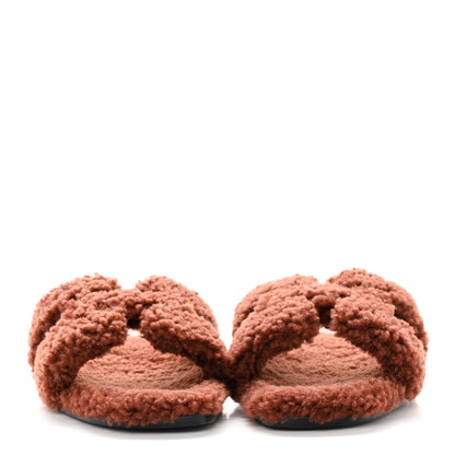Hermes Woolskin Oran Sandals 39 Cognac 2 of 12
