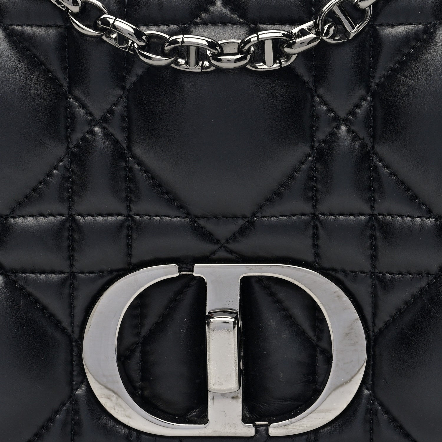 Christian Dior Calfskin Macrocannage Medium Caro Bag Black 8 of 10