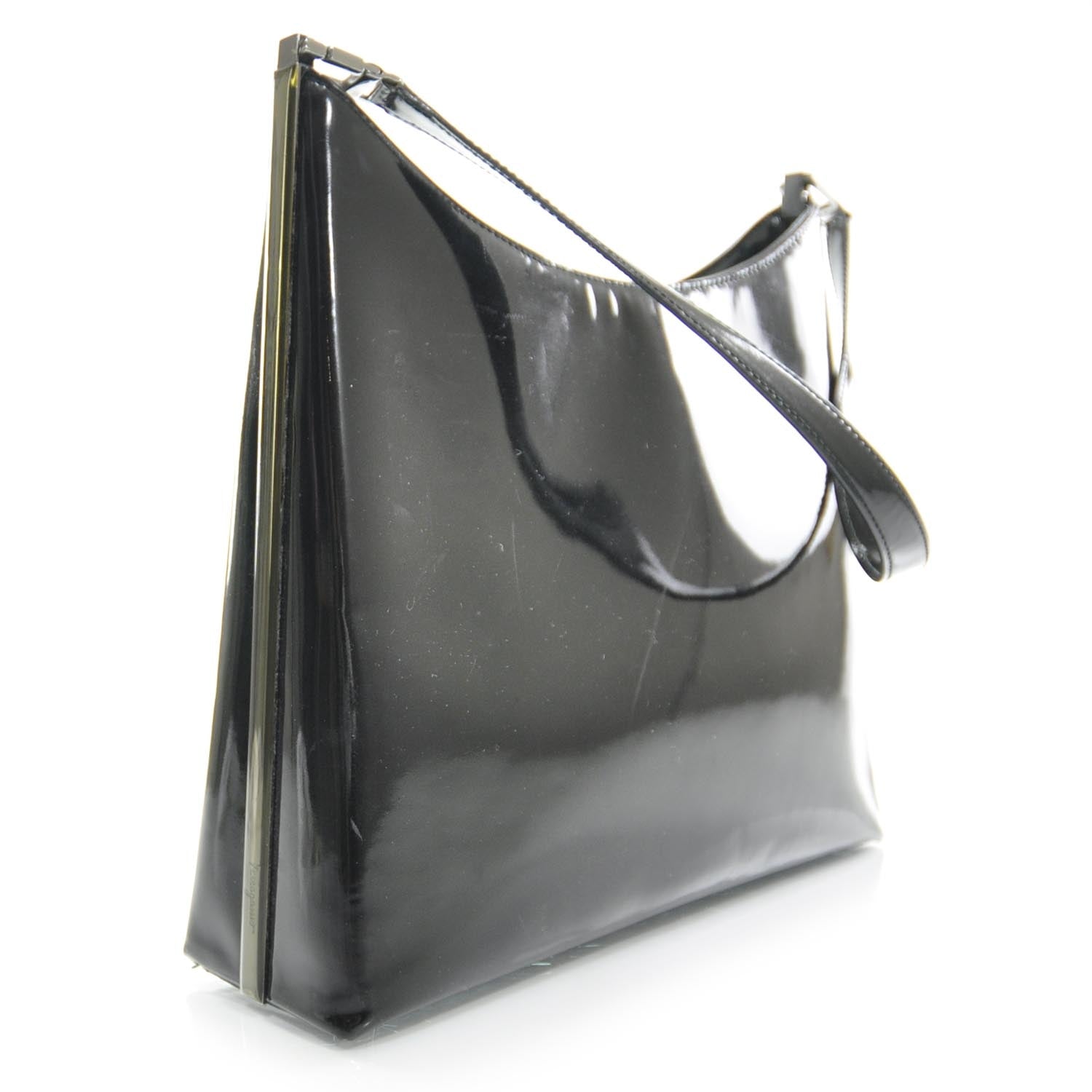 FASHIONPHILE SALVATOREFERRAGAMOPatentLeatherBoxShoulderBagBlack 3 of 8