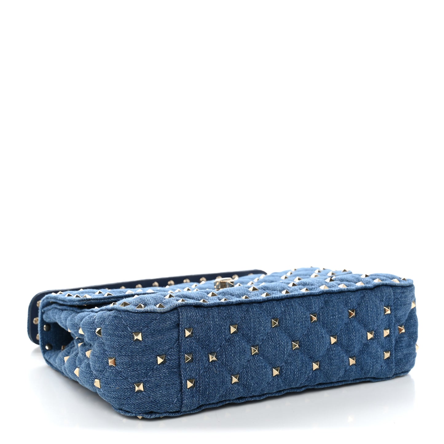 Denim Medium Rockstud Spike Shoulder Bag Denim