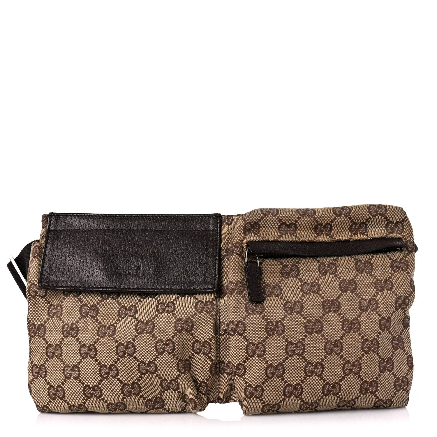 Gucci GG Monogram Double Pocket Belt Bag Dark Brown 1 of 19