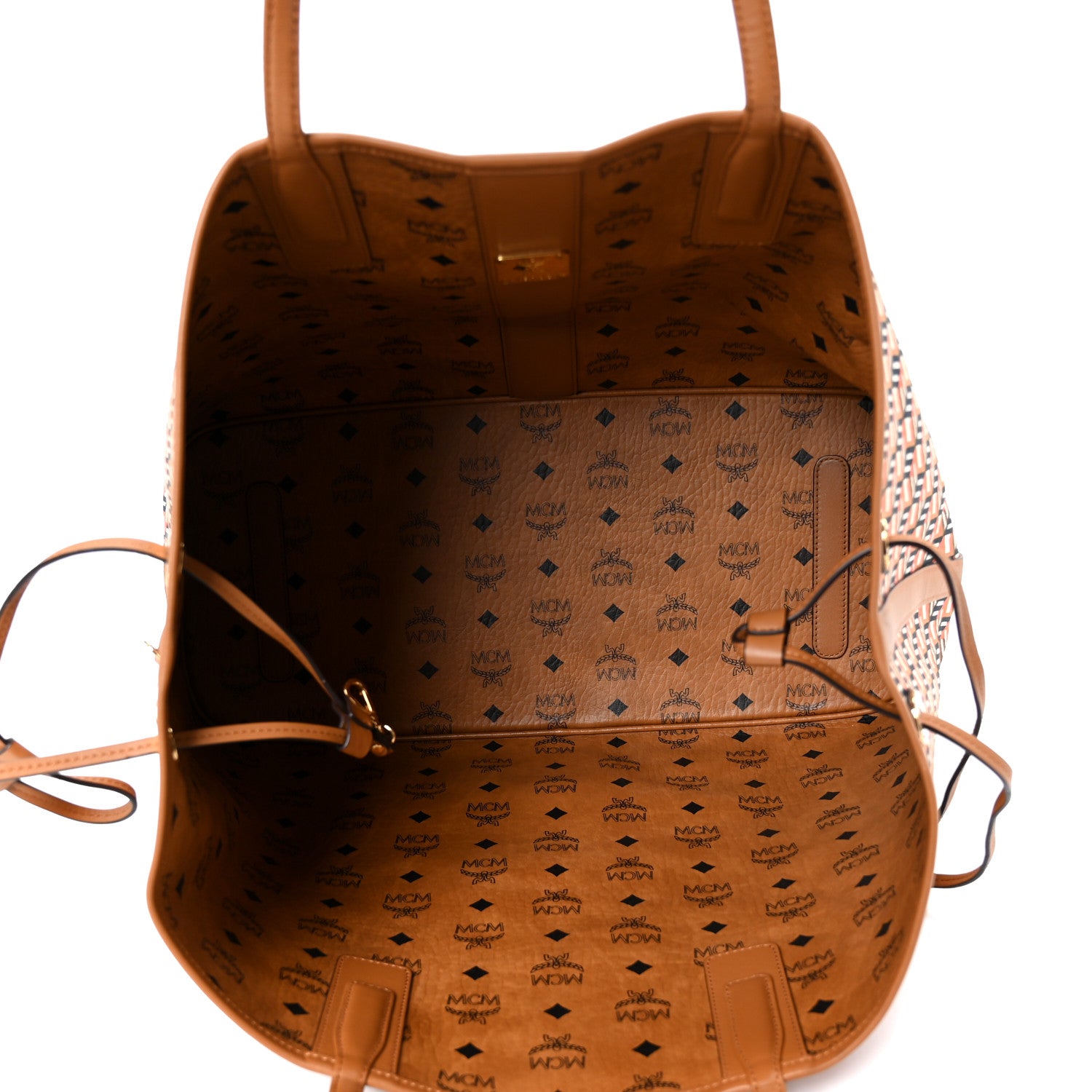 MCM Visetos Large Liz Reversible Shopper Tote Cognac 1878520