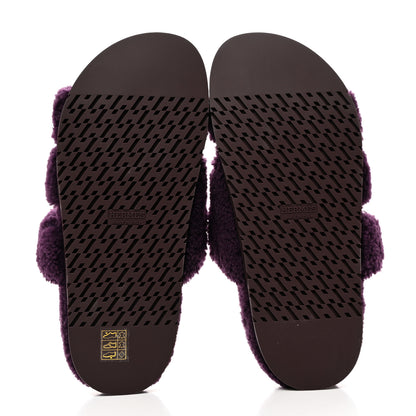 Hermes Woolskin Womens Chypre Sandals 38 Violet Fonce 5 of 9