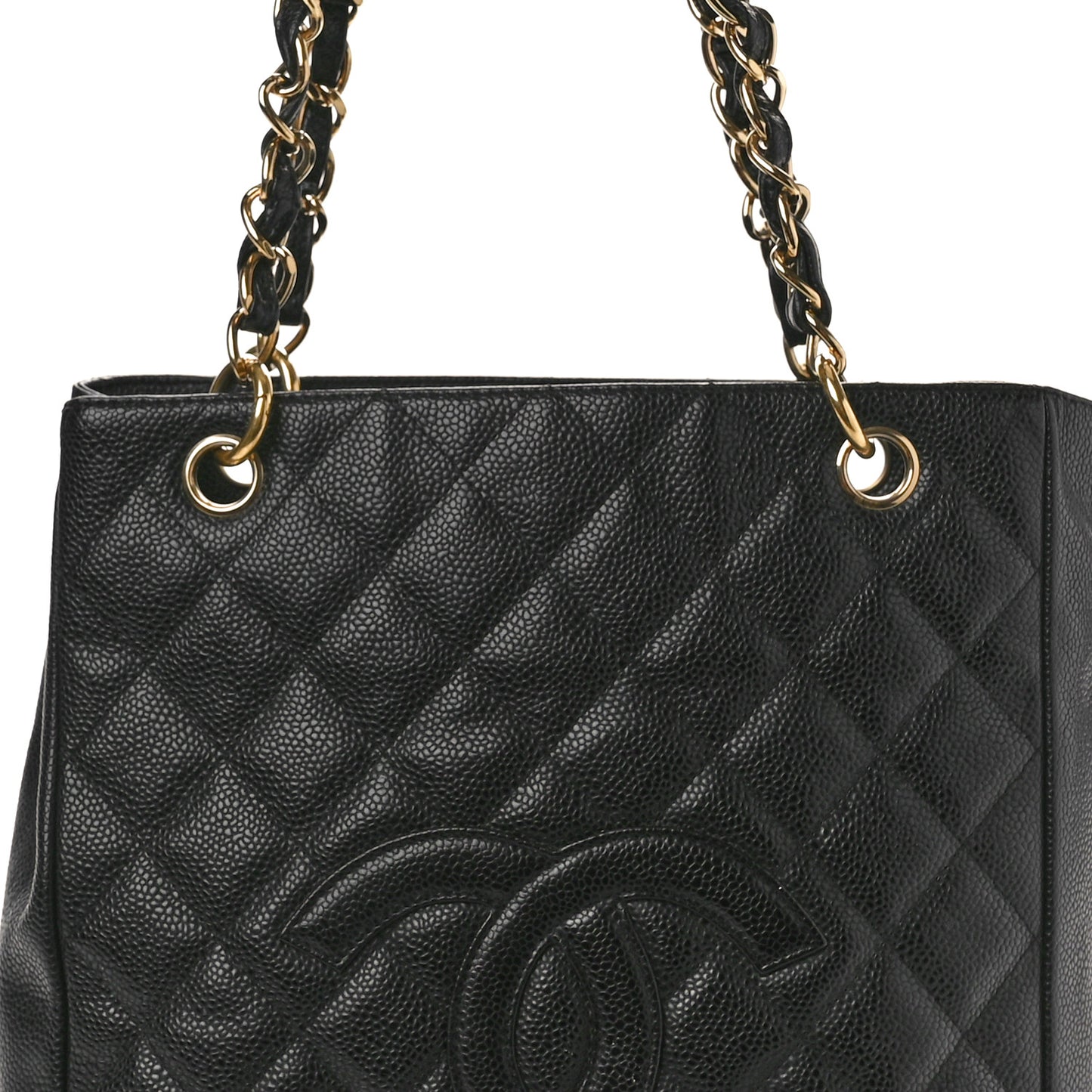 Caviar Quilted Petit Shopping Tote PST Black