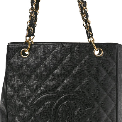 Chanel Caviar Quilted Petit Shopping Tote PST Black 8 of 13