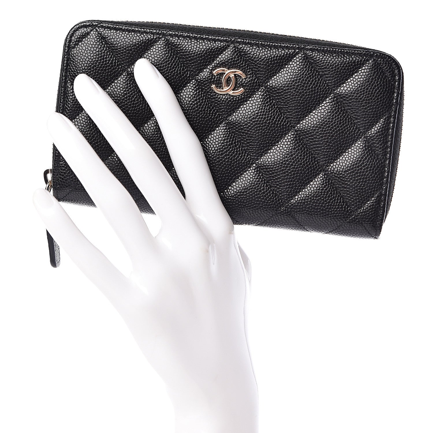 Chanel Caviar Quilted Medium Zip Around Wallet Black 2 of 8
