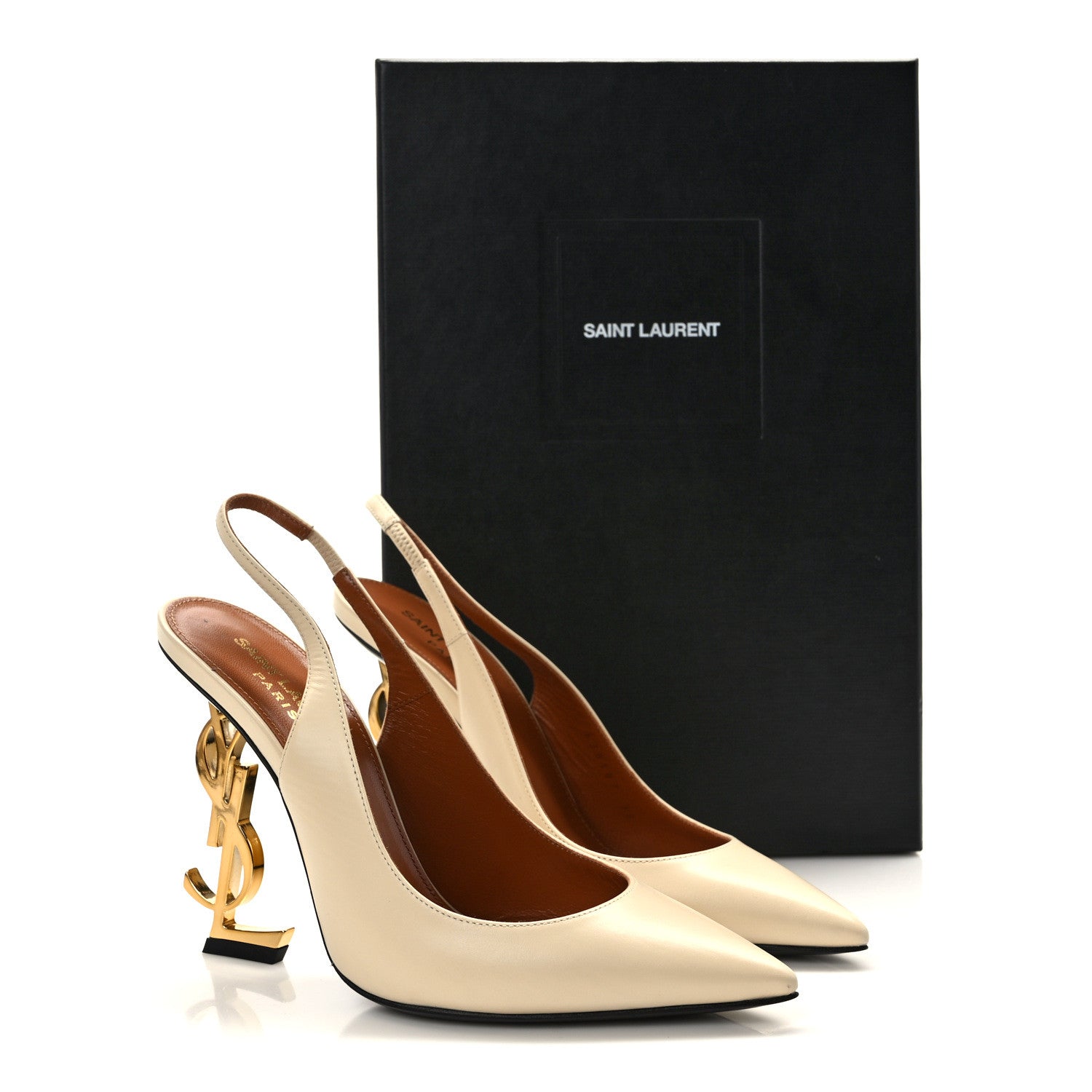 Saint Laurent Calfskin Opyum 110 Slingback Pumps 36 Real Beige 8 of 8