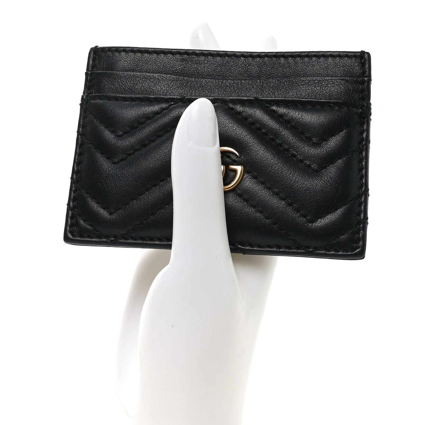 Calfskin Matelasse GG Marmont Card Holder Black
