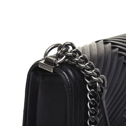 Chanel Lambskin Pleated Medium Boy Flap Black 13 of 16